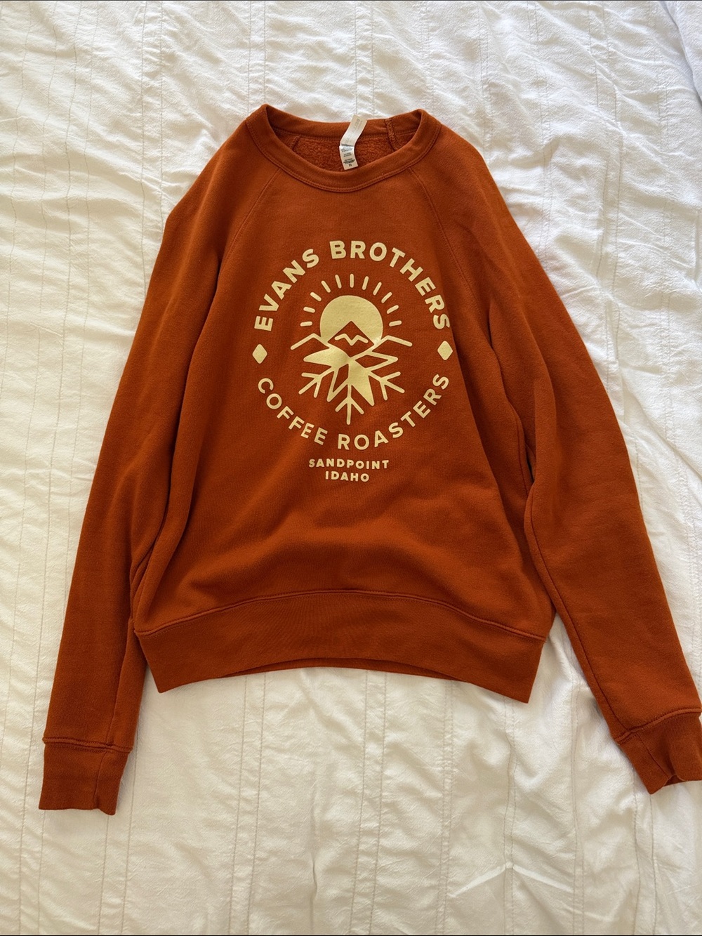 Evans Brothers Coffee Roasters-Rust Crewneck Sweatshirt-size xs